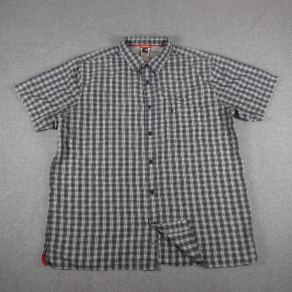 The North Face Shirt Mens XL Blue Tartan Plaid Short Sleeve‎ Lightweight Pocket